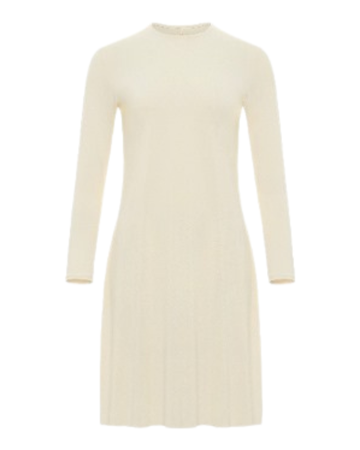 Gemsli FK341 57" Ivory Luxe Long Sleeve Seamless Shell Dress Myselflingerie.com